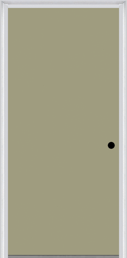 MMI Flush 6'8" Fiberglass Smooth Finger Jointed Primed Exterior Prehung Door 1