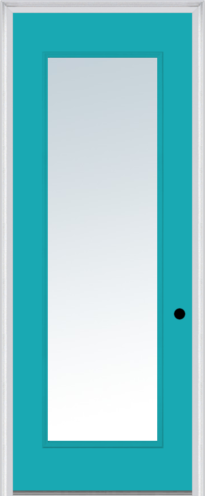 MMI Full Lite 3'0" X 8'0" Fiberglass Smooth Clear Glass Finger Jointed Primed Exterior Prehung Door 59
