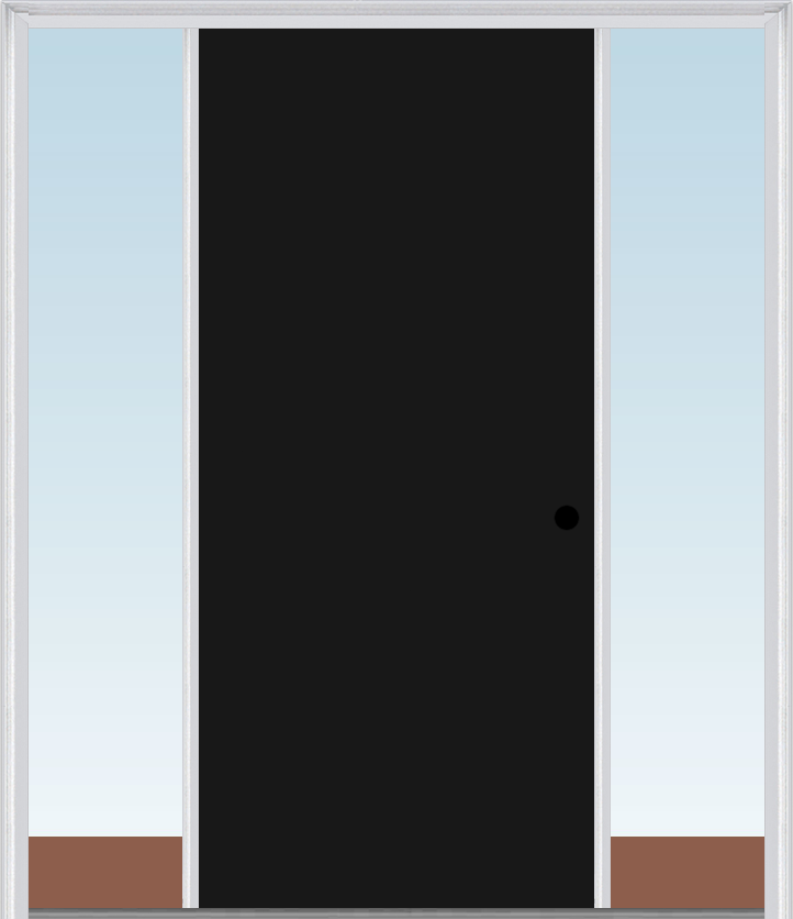 MMI Flush 3'0" X 6'8" Fiberglass Smooth Finger Jointed Primed Exterior Prehung Door With 2 Direct Set Sidelights