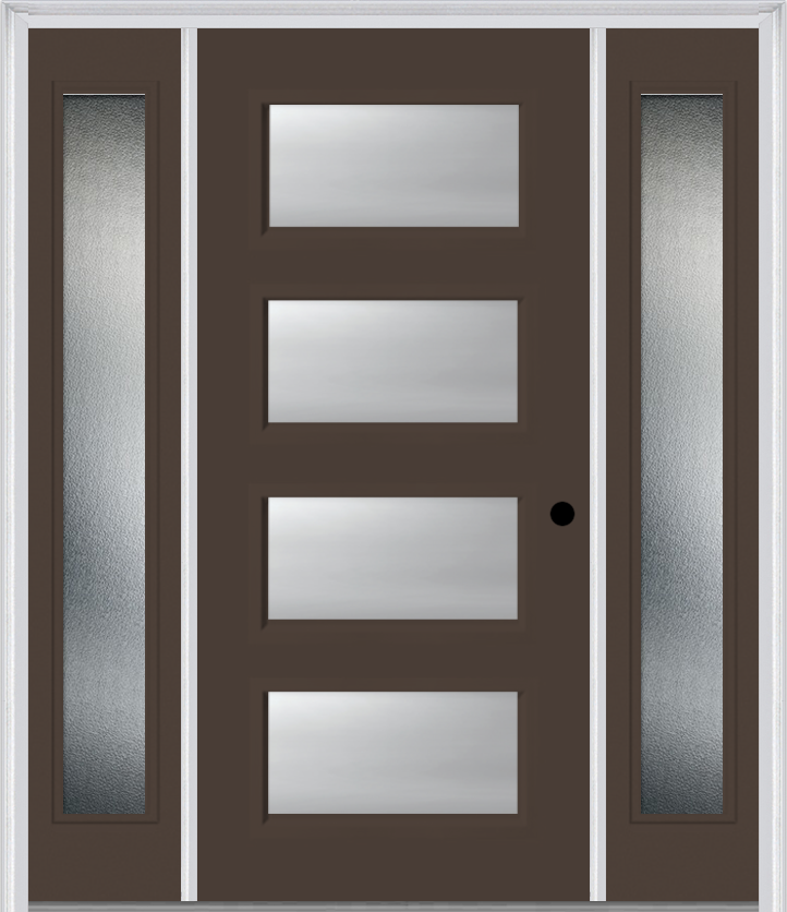 MMI 4 Lite 3'0" X 6'8" Fiberglass Smooth Clear Or Frosted Glass Exterior Prehung Door With 2 Craftsman Full Lite Low-E Sidelights 651H4