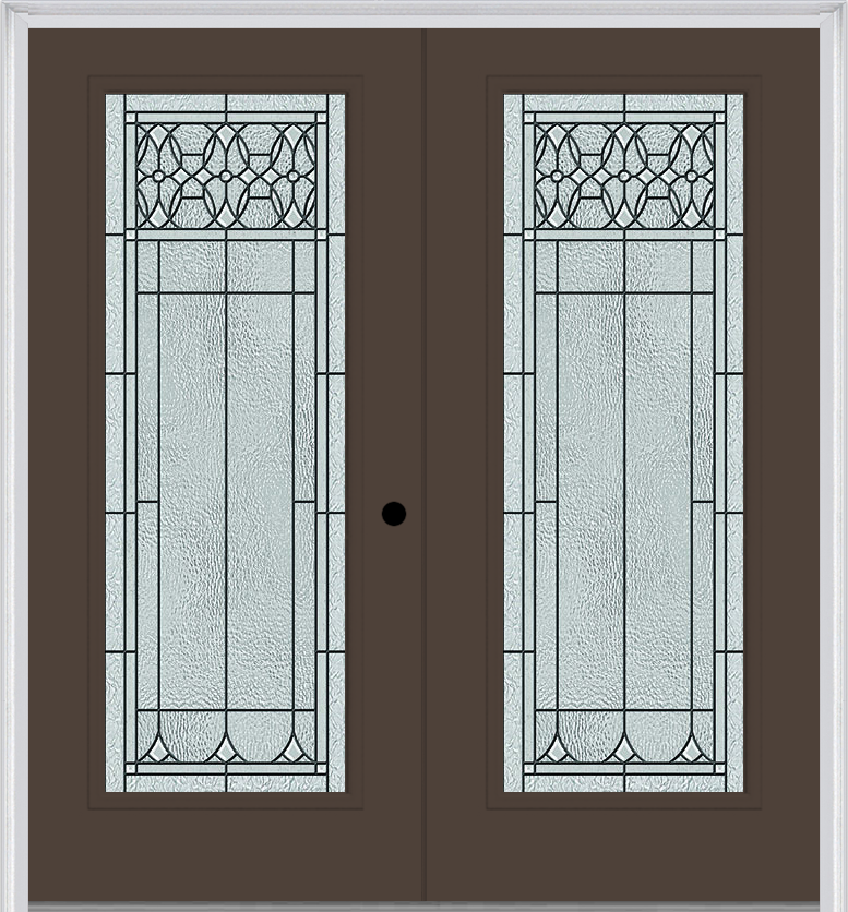 MMI Twin/Double Full Lite 6'8" Fiberglass Smooth Selwyn Patina Decorative Glass Exterior Prehung Door 686