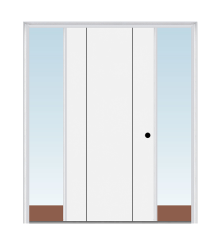 MMI Decorative Flush 3'0" X 6'8" Fiberglass Smooth Finger Jointed Primed Exterior Prehung Door With 2 Direct Set Sidelights