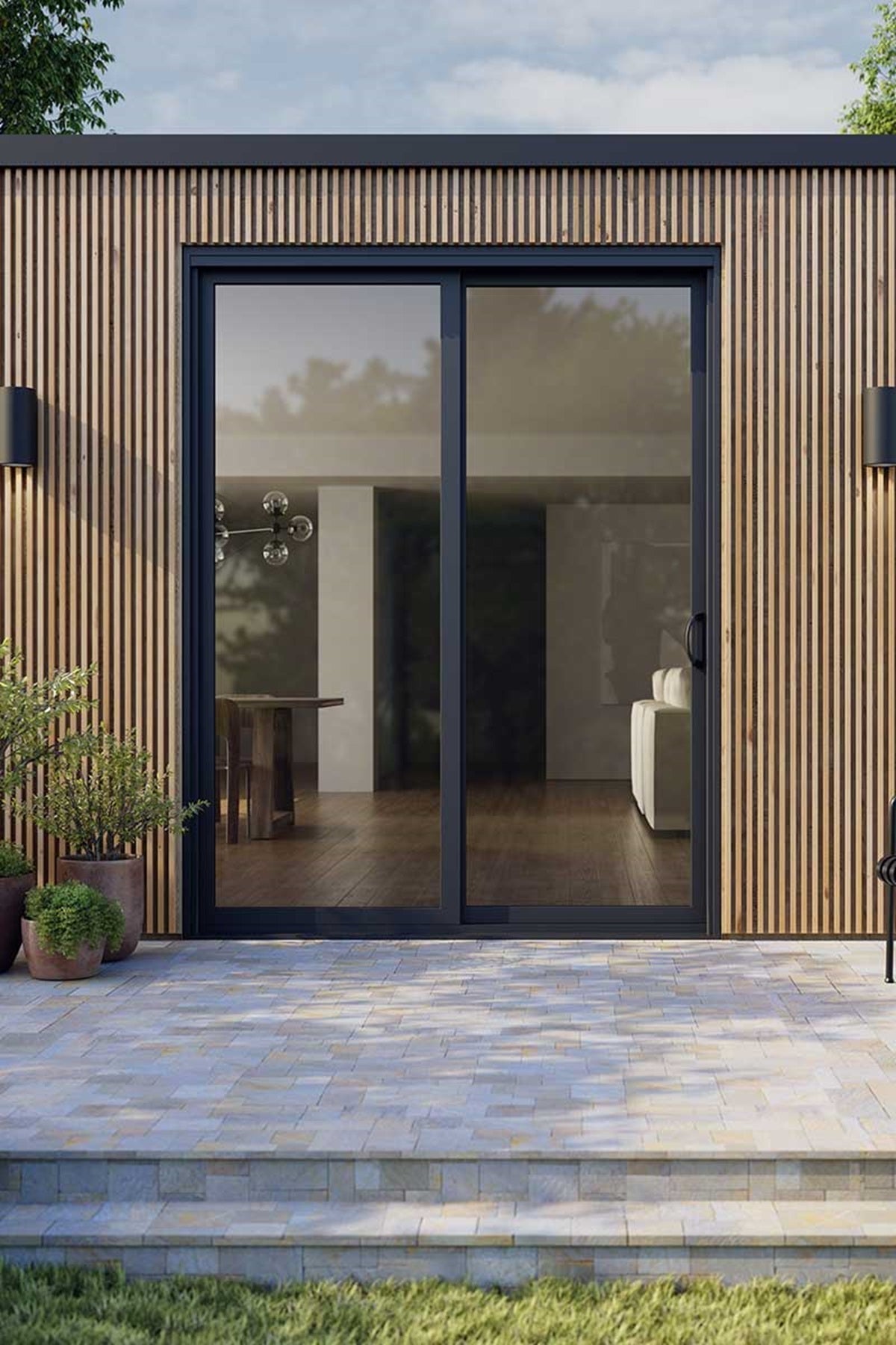 MARVIN Essential 8'0" X 8'0" Frame Size 95½" X 95½" Ultrex Fiberglass Interior And Exterior Sliding/Gliding Clear Tempered Low-E2 With Argon Glass 2 Panel Patio Door Grilles/Screen Options CN 8080