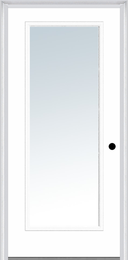 MMI Full Lite 6'8" Builders Classic Clear Glass Finger Jointed Primed Exterior Prehung Door 59