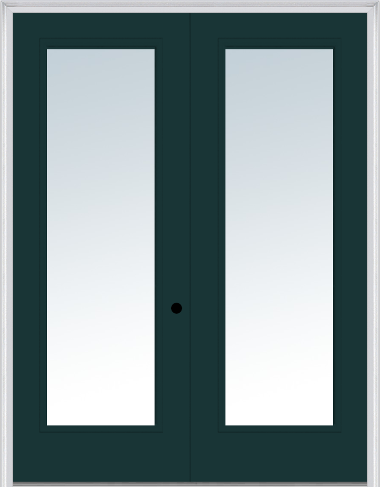 MMI TWIN/DOUBLE FULL LITE 6'0" X 8'0" FIBERGLASS SMOOTH CLEAR GLASS EXTERIOR PREHUNG DOOR 59