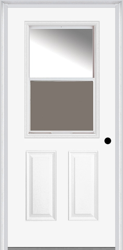 MMI 1/2 Lite 2 Panel 6'8" Builders Classic Venting Window Clear Glass Finger Jointed Primed Exterior Prehung Door 122V