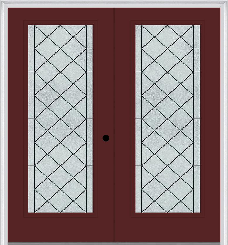 MMI Twin/Double Full Lite 6'8" Fiberglass Smooth Harris Patina Decorative Glass Exterior Prehung Door 686