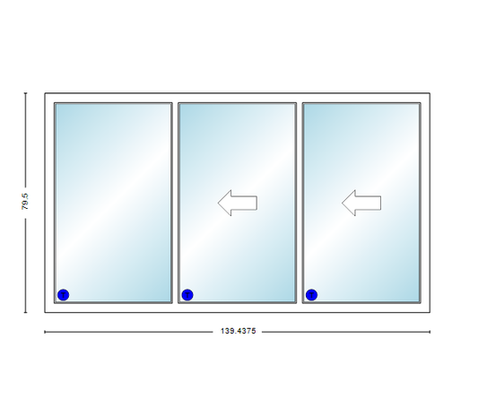 MI V3000 Series 12'0" X 6'8" Vinyl 3 Panel Multi-Slide White Sliding/Gliding Low-E Clear Dual Pane Tempered Glass Knocked Down Patio Door 1618 Grilles Optional