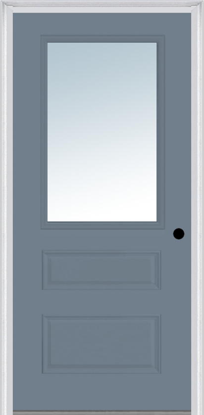MMI 1/2 Lite Horizontal 2 Panel 3'0" X 6'8" Fiberglass Smooth Clear Glass Exterior Prehung Door 631