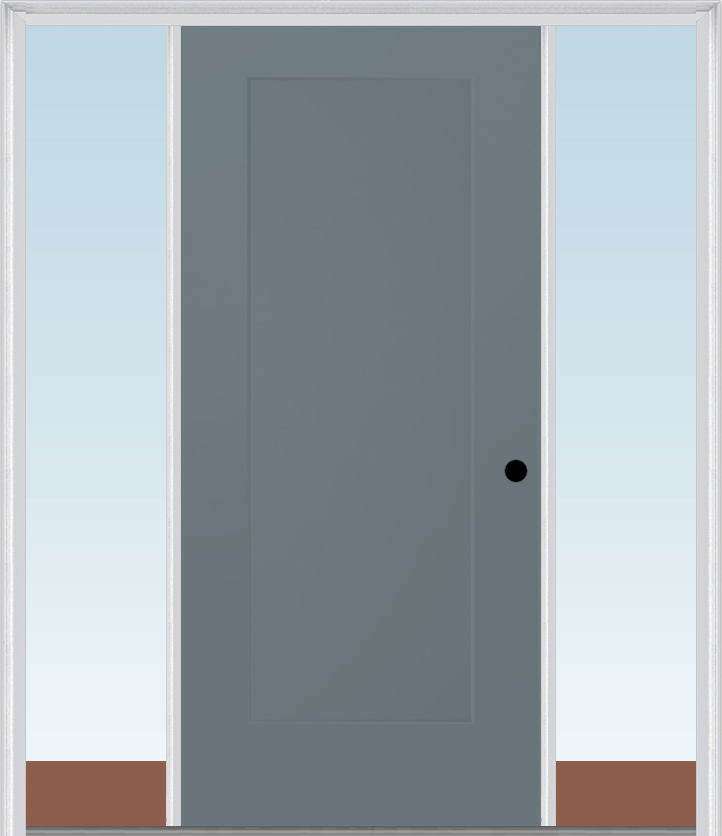 MMI 1 Panel Shaker 3'0" X 6'8" Fiberglass Smooth Exterior Prehung Door With 2 Direct Set Sidelights 10 SHK