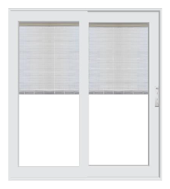 PELLA 83.25" X 79.5" Lifestyle Series Contemporary 2 Panel Hinged Glass With Manual Blinds/Shades Advanced Low-E Insulating Tempered Argon Fill Glass Assembled Sliding/Gliding Patio Door Screen Option