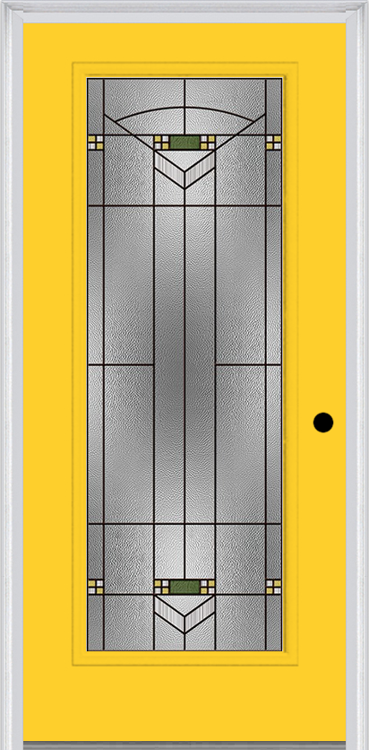 MMI Full Lite 6'8" Fiberglass Smooth Greenfield Oil Rubbed Bronze Decorative Glass Exterior Prehung Door 686