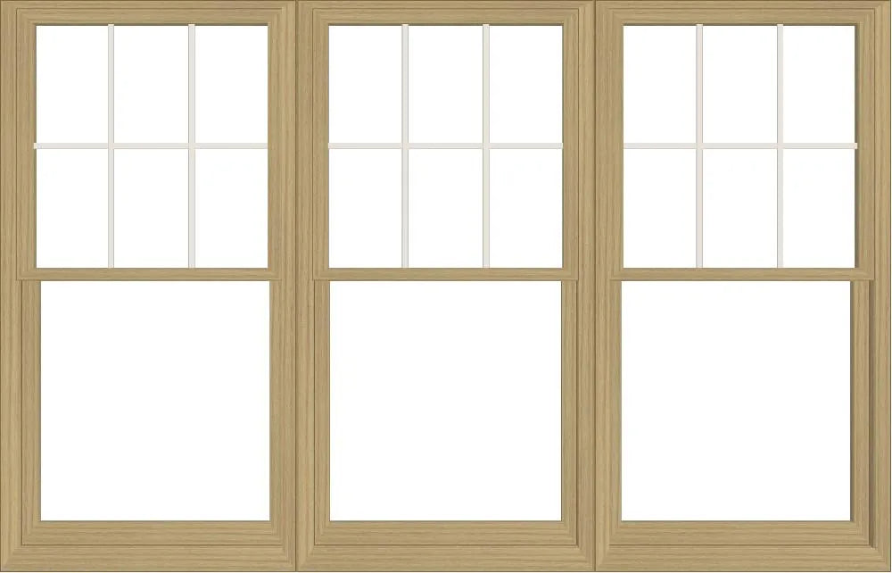 ANDERSEN Windows 400 Series Triple Double Hung Venting Window 77-1/8" Equal Sash Vinyl Exterior Wood Interior Low-E4 Dual Pane Glass Full Screen/Grilles/Tempered Optional TW20310-3, TW2042-3, TW2046-3, TW20410-3, Or TW2052-3