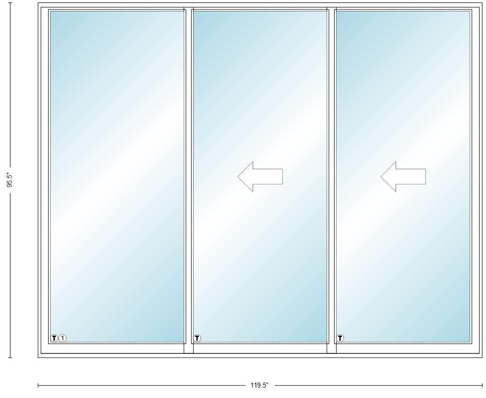 Western Series 600V Volume 10'0" X 8'0" 3 Panel Multi-Slide Sliding/Gliding Thermally Broken Cardinal Low-E Argon Tempered Glass Knocked Down Patio Door
