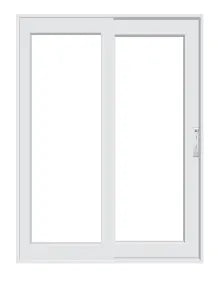 PELLA Lifestyle Series Contemporary 2 Panel 95.25" X 79.5" Advanced Low-E Insulating Tempered Argon Fill Glass Assembled Sliding/Gliding Patio Door Grilles/Screen Options