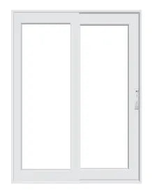 PELLA Lifestyle Series Contemporary 2 Panel 83.25" X 81.5" Advanced Low-E Insulating Tempered Argon Fill Glass Assembled Sliding/Gliding Patio Door Grilles/Screen Options