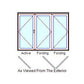 MARVIN Elevate 3 Panel Folding Door 106-7/64" Or 114-5/32" X 79 1/2", 82", 86", Or 95-1/2" Wood Interior Fiberglass Exterior Clear Tempered Low-E2 Argon Glass Bifold Foldable Door Knocked Down CN9065, CN9068, CN9070, CN9080, CN9865, CN9868, CN9870, CN9880