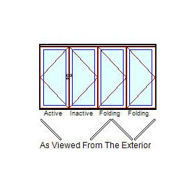 MARVIN Elevate 4 Panel Folding Door 141" Or 151-23/32" X 79 1/2", 82", 86", Or 95-1/2" Wood Interior Fiberglass Exterior Tempered Low-E2 Argon Glass Bifold Foldable Door Knocked Down CN12065, CN12068, CN12070, CN12080, CN12865, CN12868, CN12870, CN12880