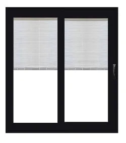 PELLA 95.25" X 81.5" Lifestyle Series Contemporary 2 Panel Hinged Glass With Manual Blinds/Shades Advanced Low-E Insulating Tempered Argon Fill Glass Assembled Sliding/Gliding Patio Door Screen Option