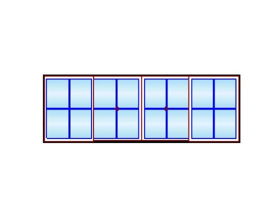 MARVIN Modern 4 Panel Sliding Patio Door OXXO 236-11/16" X 79.25" High Density Fiberglass Exterior Extruded Aluminum Interior Clear Tempered Glass Low-E2 With Argon Grilles/Screen Optional