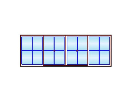 MARVIN Modern 4 Panel Sliding Patio Door OXXO 236-11/16" X 79.25" High Density Fiberglass Exterior Extruded Aluminum Interior Clear Tempered Glass Low-E2 With Argon Grilles/Screen Optional