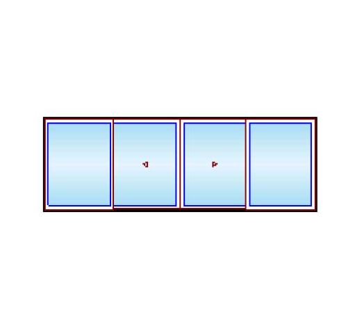 MARVIN Modern 4 Panel Sliding Patio Door OXXO 236-11/16" X 79.25" High Density Fiberglass Exterior Extruded Aluminum Interior Clear Tempered Glass Low-E2 With Argon Grilles/Screen Optional