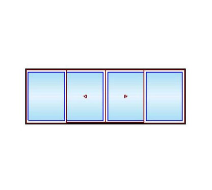 MARVIN Modern 4 Panel Sliding Patio Door OXXO 236-11/16" X 79.25" High Density Fiberglass Exterior Extruded Aluminum Interior Clear Tempered Glass Low-E2 With Argon Grilles/Screen Optional