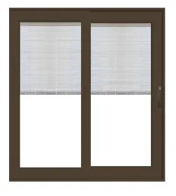 PELLA 95.25" X 81.5" Lifestyle Series Contemporary 2 Panel Hinged Glass With Manual Blinds/Shades Advanced Low-E Insulating Tempered Argon Fill Glass Assembled Sliding/Gliding Patio Door Screen Option