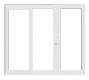 PELLA Lifestyle Series Contemporary 3 Panel OXO 108" X 95.5" Advanced Low-E Insulating Tempered Argon Fill Glass Assembled Sliding/Gliding Patio Door Grilles/Screen Options