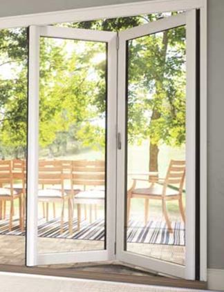 MARVIN Elevate 2 Panel Folding Door 71-9/16" Or 76-59/64" X 79 1/2", 82", 86", Or 95-1/2" Wood Interior Fiberglass Exterior Clear Tempered Low-E2 Argon Glass Bifold Foldable Door Knocked Down CN6065, CN6068, CN6070, CN6080, CN6665, CN6668, CN6670, CN6680