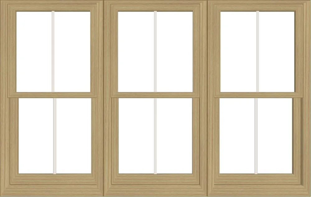 ANDERSEN Windows 400 Series Triple Double Hung Venting Window 77-1/8" Equal Sash Vinyl Exterior Wood Interior Low-E4 Dual Pane Glass Full Screen/Grilles/Tempered Optional TW20310-3, TW2042-3, TW2046-3, TW20410-3, Or TW2052-3