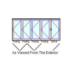 MARVIN Elevate 5 Panel Folding Door 175-19/32" Or 189" X 79 1/2", 82", 86", Or 95-1/2" Wood Interior Fiberglass Exterior Tempered Low-E2 Argon Glass Bifold Foldable Door Knocked Down CN15065, CN15068, CN15070, CN15080, CN16065, CN16068, CN16070, CN16080