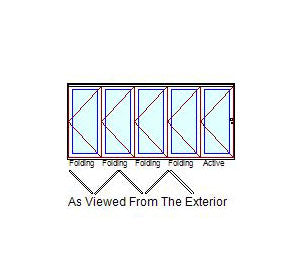 MARVIN Elevate 5 Panel Folding Door 175-19/32" Or 189" X 79 1/2", 82", 86", Or 95-1/2" Wood Interior Fiberglass Exterior Tempered Low-E2 Argon Glass Bifold Foldable Door Knocked Down CN15065, CN15068, CN15070, CN15080, CN16065, CN16068, CN16070, CN16080