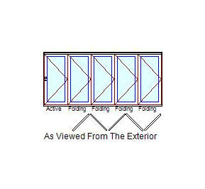 MARVIN Elevate 5 Panel Folding Door 175-19/32" Or 189" X 79 1/2", 82", 86", Or 95-1/2" Wood Interior Fiberglass Exterior Tempered Low-E2 Argon Glass Bifold Foldable Door Knocked Down CN15065, CN15068, CN15070, CN15080, CN16065, CN16068, CN16070, CN16080