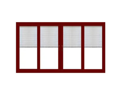 PELLA 116.125" X 95.5" Lifestyle Series Contemporary 4 Panel OXXO Hinged Glass With Manual Blinds/Shades Advanced Low-E Insulating Tempered Argon Fill Glass Assembled Sliding/Gliding Patio Door Screen Option