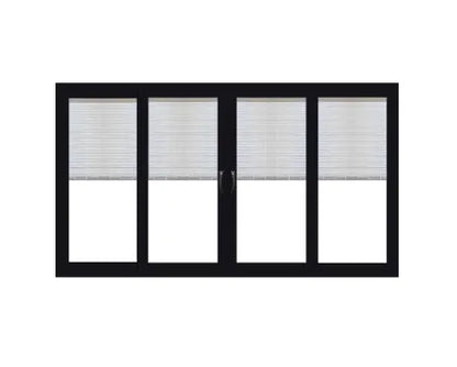 PELLA 188.125" X 82.5"Lifestyle Series Contemporary 4 Panel OXXO Hinged Glass With Manual Blinds/Shades Advanced Low-E Insulating Tempered Argon Fill Glass Assembled Sliding/Gliding Patio Door Screen Option