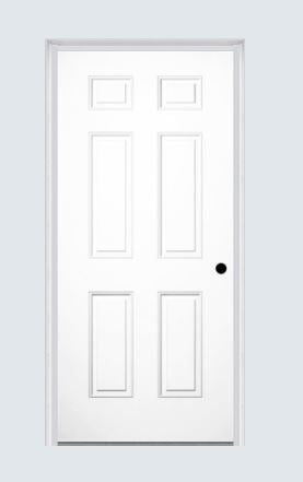 MMI 6 Panel 6'8" Builders Classic Finger Jointed Primed Composite Adjustable Sill Exterior Prehung Door 21