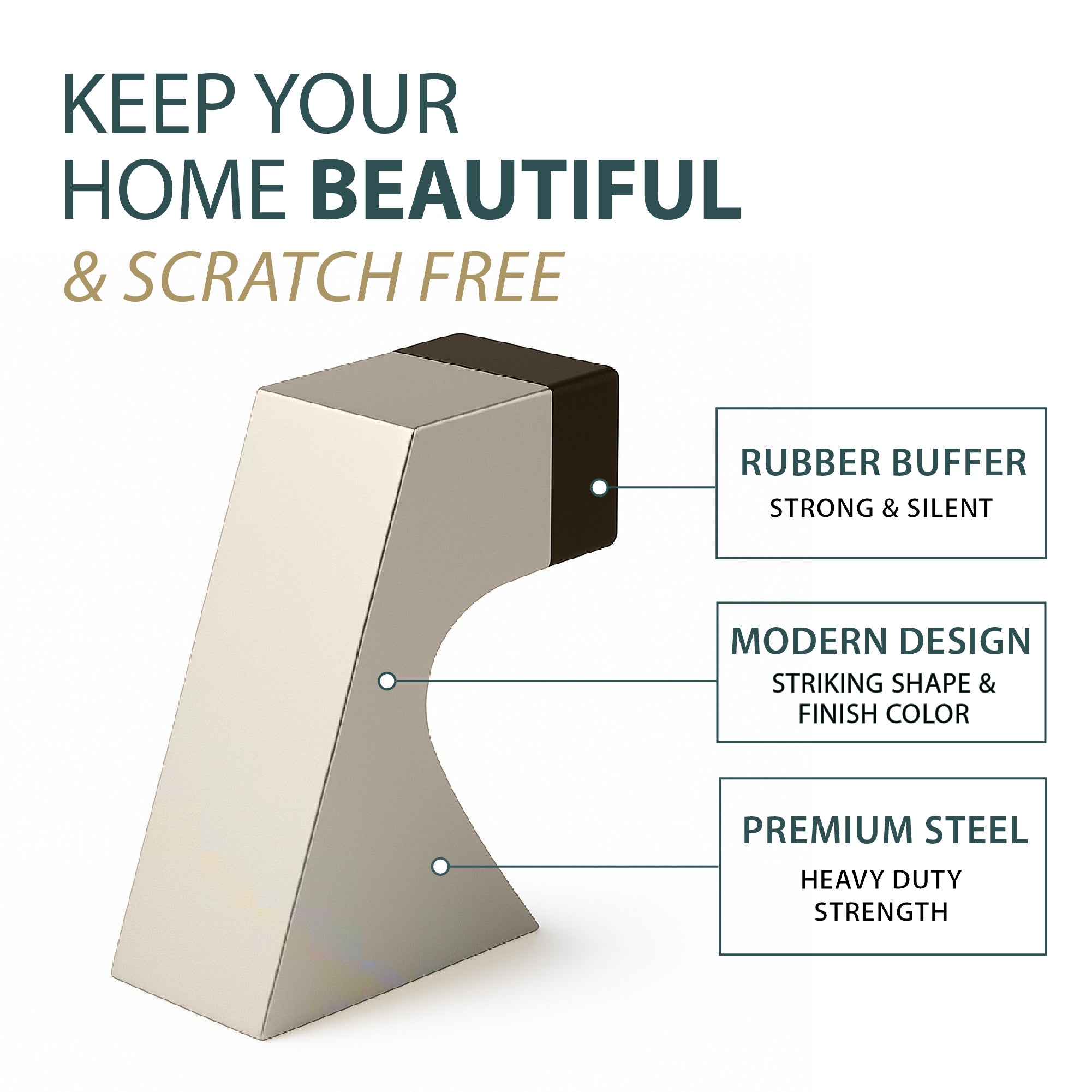 MEGA HANDLES Modern Curved Door Stopper 1.5 x 1.25 x 2.5