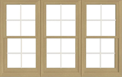 ANDERSEN Windows 400 Series Triple Double Hung Venting Window 101-1/8" Equal Sash Vinyl Exterior Wood Interior Low-E4 Dual Pane Glass Full Screen/Grilles/Tempered Optional TW28310-3, TW2842-3, TW2846-3, TW28410-3, Or TW2852-3