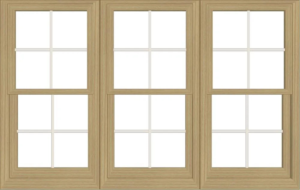 ANDERSEN Windows 400 Series Triple Double Hung Venting Window 77-1/8" Equal Sash Vinyl Exterior Wood Interior Low-E4 Dual Pane Glass Full Screen/Grilles/Tempered Optional TW20310-3, TW2042-3, TW2046-3, TW20410-3, Or TW2052-3