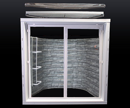 Boman Kemp Window Well 80" Wide 36" Egress Projection White Or Stackstone Optional Ladders, Grates, And Covers