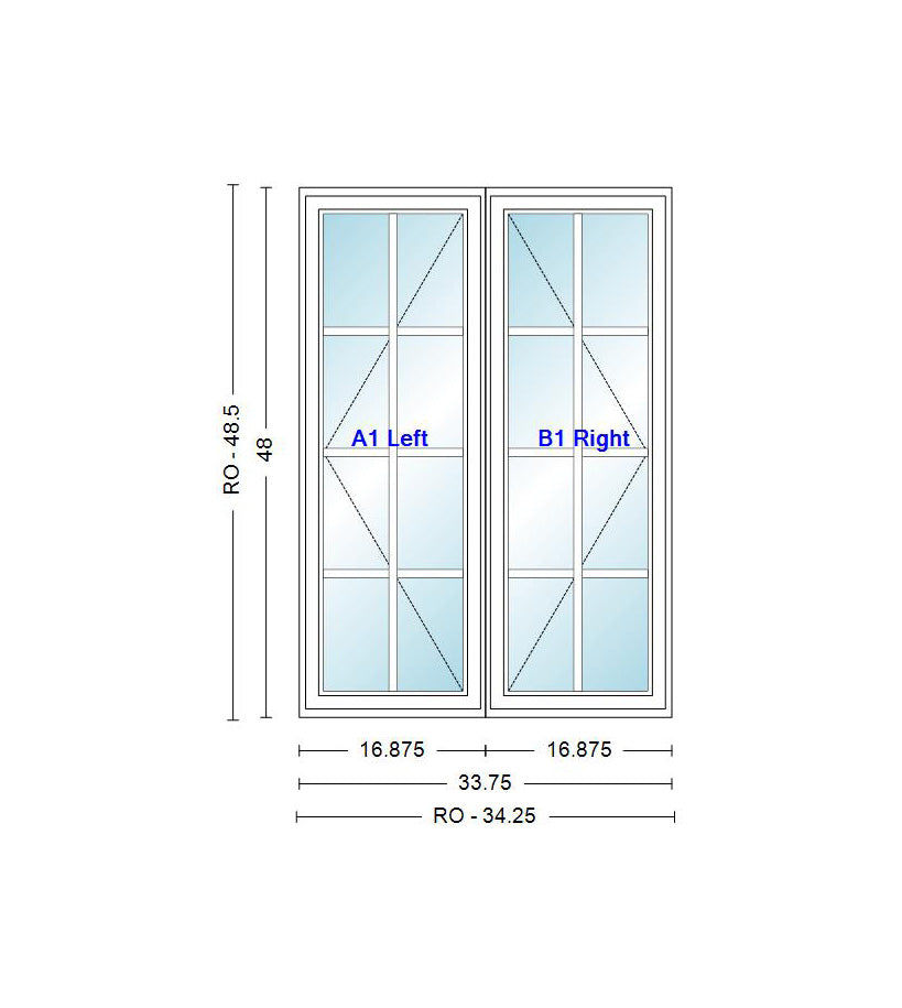 ANDERSEN Windows 400 Series Venting Twin/Double Casement 33-3/4" Wide Vinyl Exterior Wood Interior New Construction Low-E4 Dual Pane Argon Fill Glass Full Screens/Grilles/Tempered Optional CR23, CR235, CR24, CR245, CR25, CR255, Or CR26