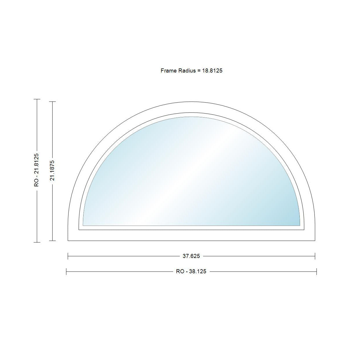 ANDERSEN Windows 400 Series Specialty Half Circle Window Fixed Vinyl Exterior Wood Interior Low-E4 Dual Pane Argon Full Glass Double Hung Frame Cladding Profile Grilles/Frosted/Tempered Optional CTN20, CTN24, CTN28, CTN30, CTN34, CTN20-2, Or CTN30-2