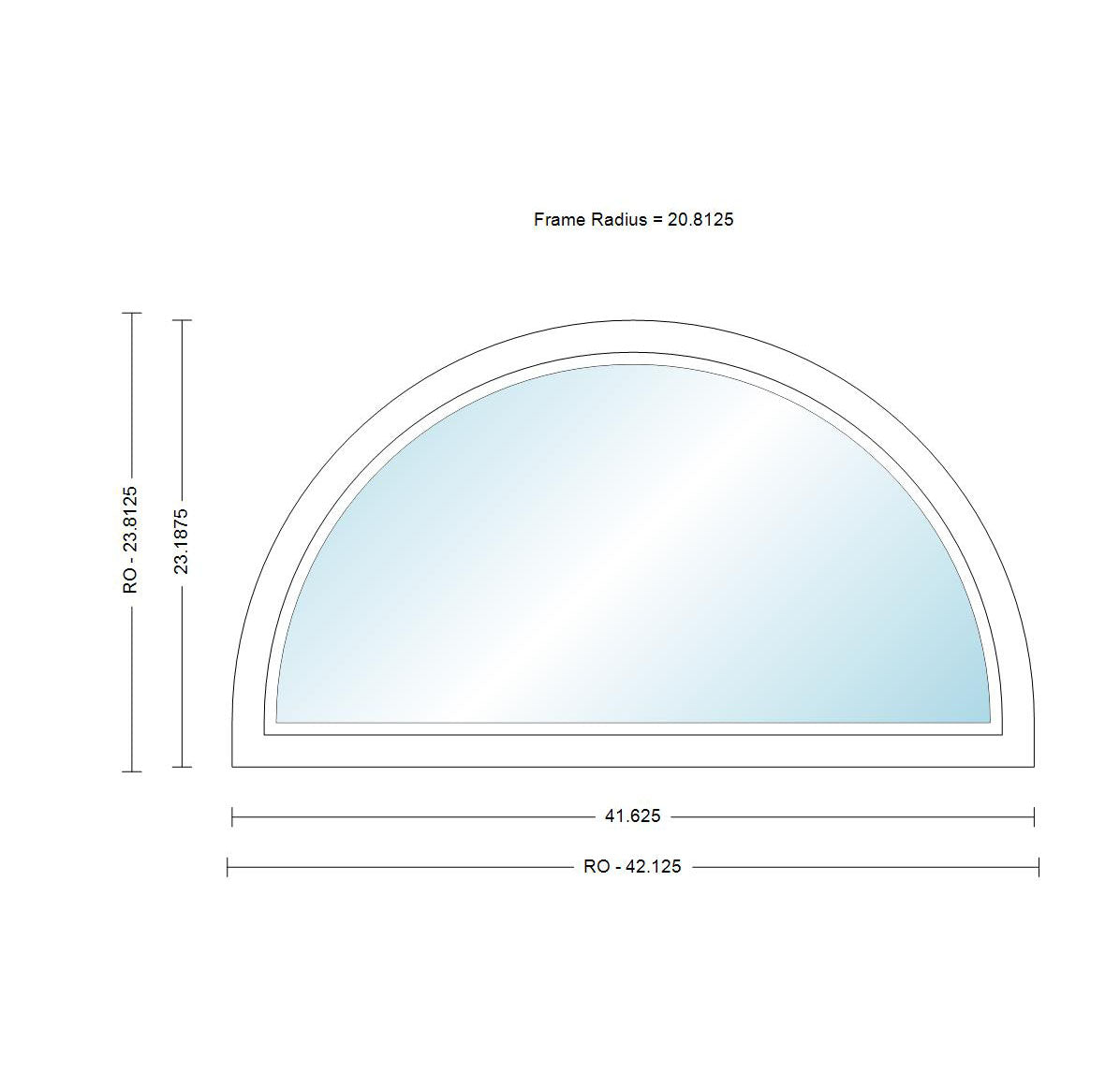ANDERSEN Windows 400 Series Specialty Half Circle Window Fixed Vinyl Exterior Wood Interior Low-E4 Dual Pane Argon Full Glass Double Hung Frame Cladding Profile Grilles/Frosted/Tempered Optional CTN20, CTN24, CTN28, CTN30, CTN34, CTN20-2, Or CTN30-2