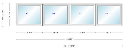 ANDERSEN Windows 400 Series Quad Casement 113-7/8" Wide Vinyl Exterior Wood Interior Low-E4 Dual Pane Argon Fill Glass CW12-4 CW125-4 CW13-4 CW135-4 CW14-4 CW145-4 CW15-4 CW155-4 Or CW16-4