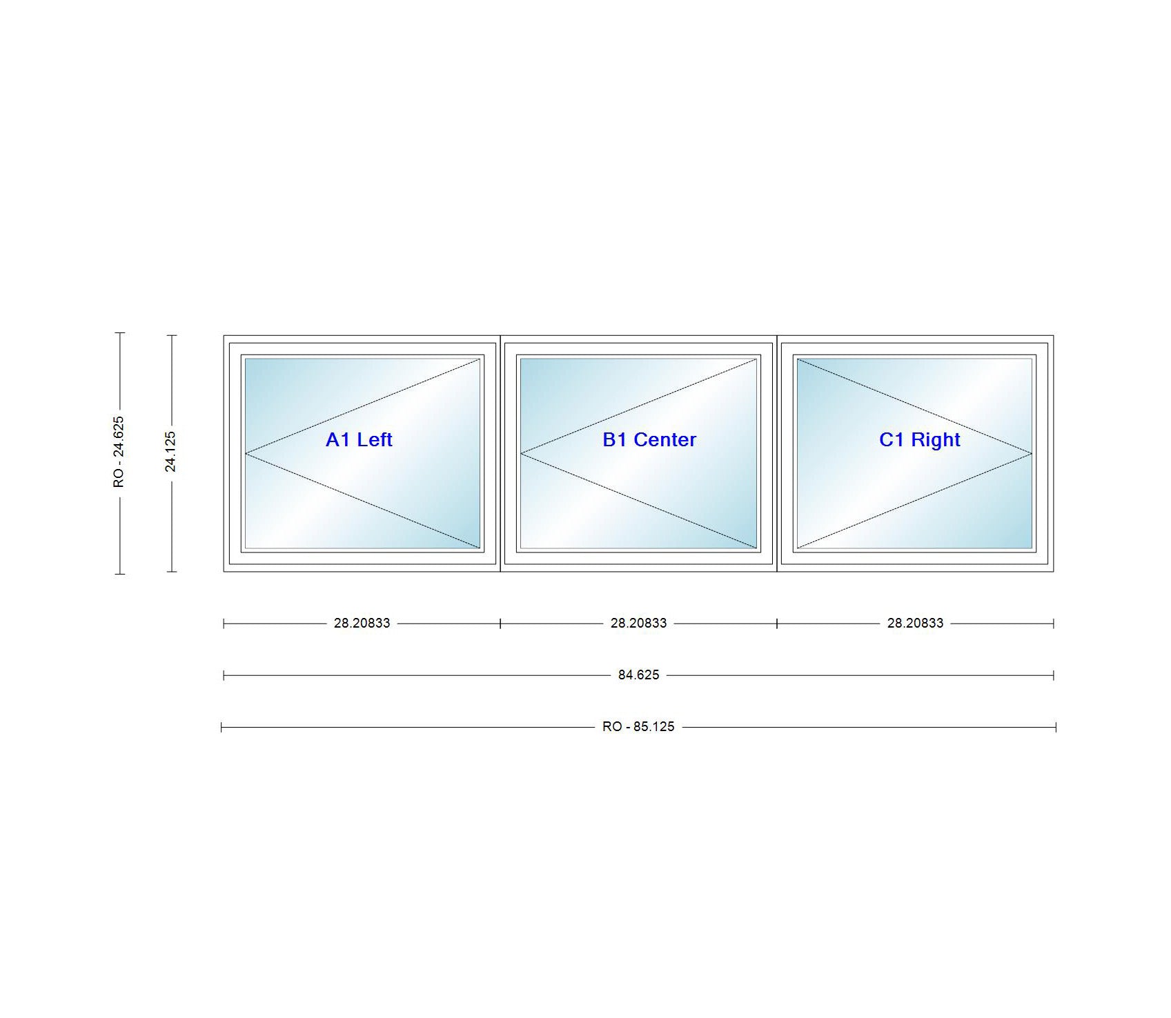ANDERSEN Windows 400 Series LLR Venting Triple Casement 84-5/8