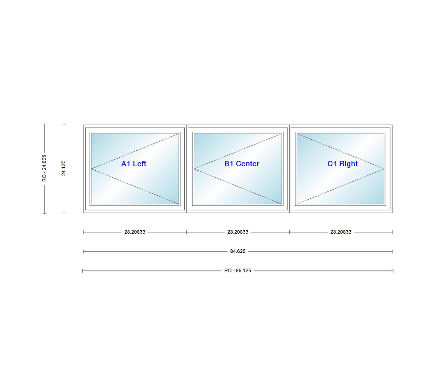ANDERSEN Windows 400 Series LLR Venting Triple Casement 84-5/8" Wide Vinyl Exterior Wood Interior New Construction Low-E4 Dual Pane Argon Fill Glass Full Screens/Grilles/Tempered Optional CW32, CW325, CW33, CW335, CW34, CW345, Or CW35