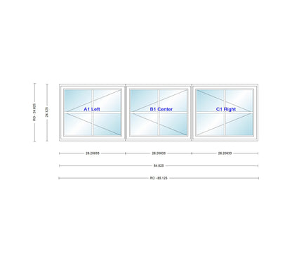 ANDERSEN Windows 400 Series LLR Venting Triple Casement 84-5/8" Wide Vinyl Exterior Wood Interior New Construction Low-E4 Dual Pane Argon Fill Glass Full Screens/Grilles/Tempered Optional CW32, CW325, CW33, CW335, CW34, CW345, Or CW35