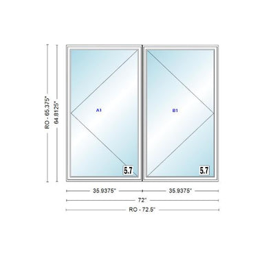 ANDERSEN IN STOCK 400 Series Twin Casement CXW155-2 Frame Size: 72