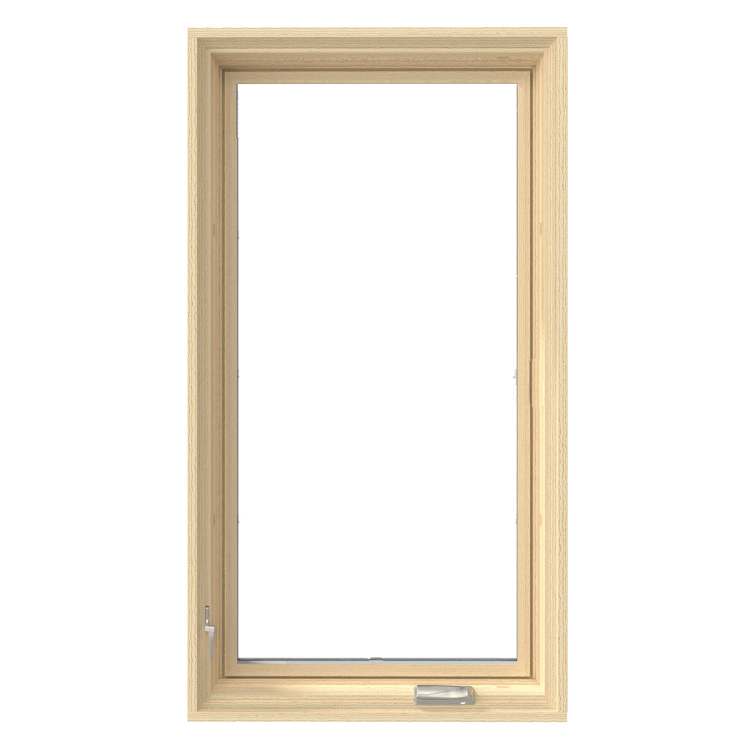 PELLA Lifestyle Casement 17" Wide Aluminum Clad Exterior Pine Wood Interior New Construction Low-E Insulating Glass Full Screen Optional